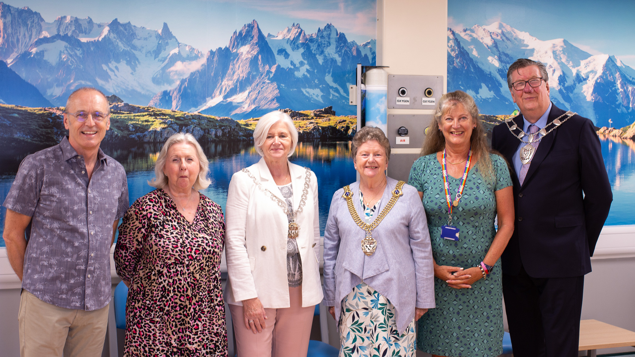 The Lord Mayor of Canterbury with the Lady Mayoress and Sheriff of Canterbury, with Louise Coleman from the League of Friends and Michael and Maureen Overs