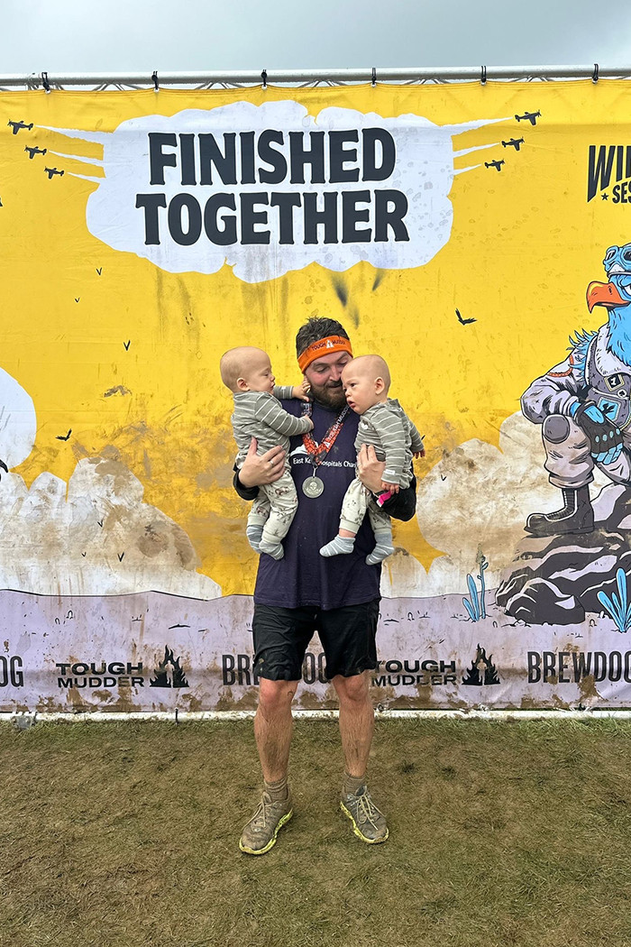 Elliot and his sons at Tough mudder