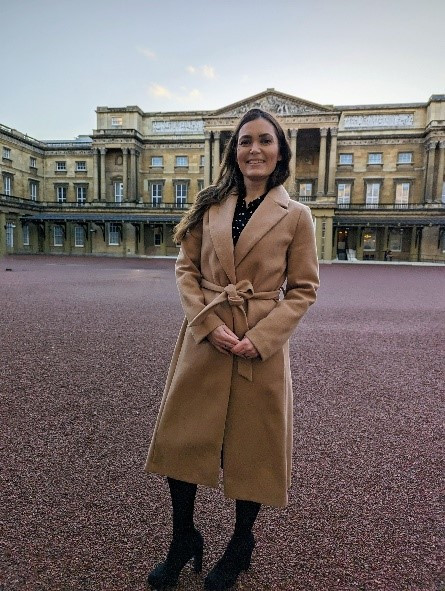 Holly Starling-Cass outside Buckingham Palace