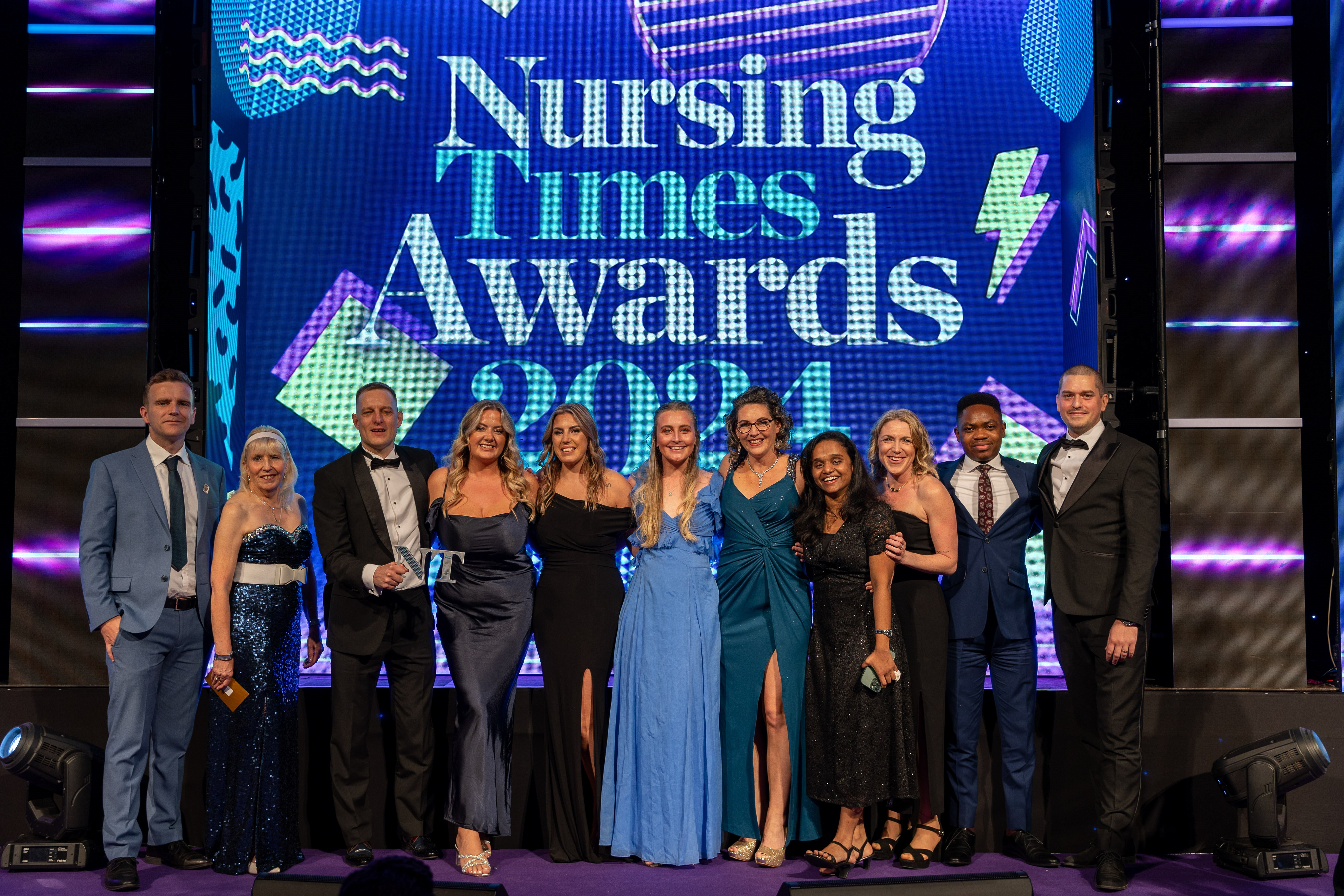 The ED team on stage at the Nursing Times awards ceremony