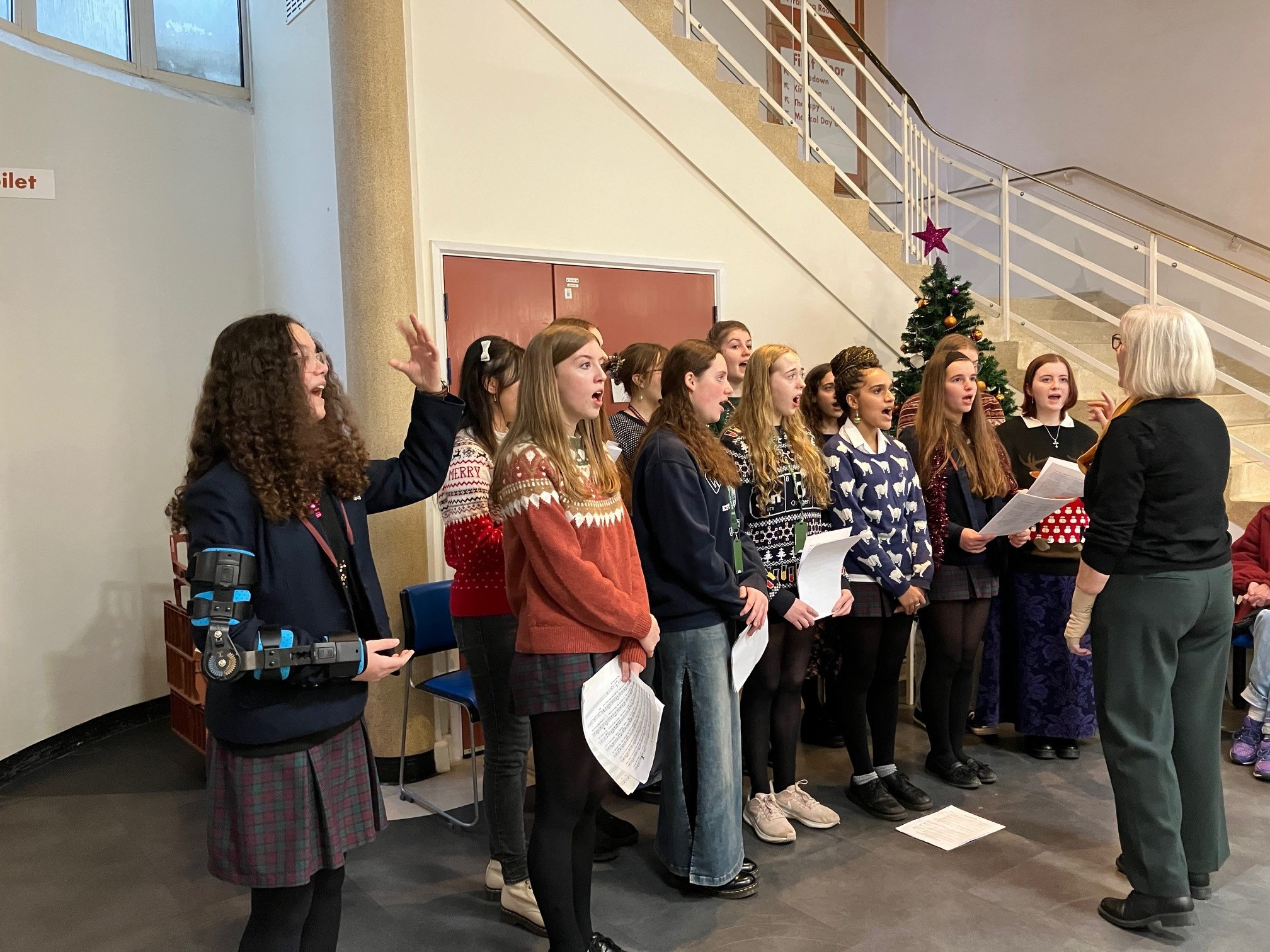The choir from Simon Langton Girls School perform at the Kent and Canterbury Hospital