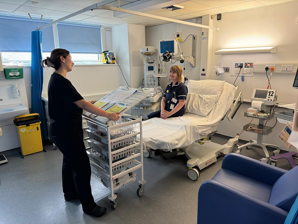 Two nurses in the new maternity space at William Harvey Hospital