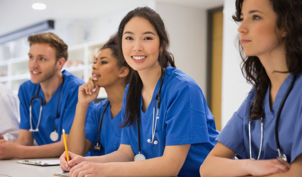 Smiling medical students